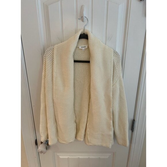 Haven Well Within Organic Cotton Honeycomb‎ Shawl Cream Cardigan Sz Small - Picture 2 of 6